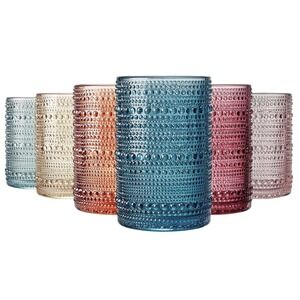 Beaded Highball Drinking Tumbler Set | Set of 6 | Holiday Decor Vintage Hobna...